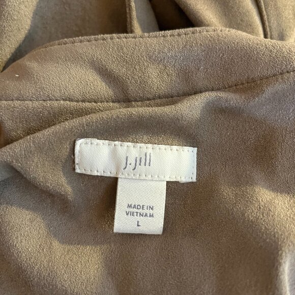 J. Jill Size L Taupe Open-Front Faux Suede Jacket - Picture 2 of 10